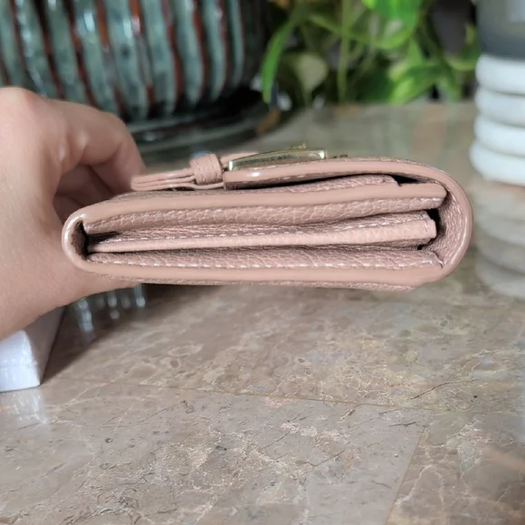 Furla Blush Leather Wallet with Gold Buckle - Picture 3 of 11